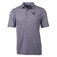 Men's Cutter & Buck  Black Minnesota Vikings Pike Magnolia Print Stretch Polo