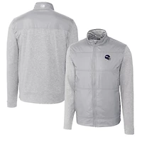 Coupe-vent matelassé hybride entièrement zippé pour homme, gris, avec casque des Vikings du Minnesota, Cutter & Buck