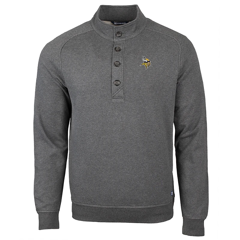 Sweat-shirt à capuche pour homme Cutter & Buck Heather Anthracite Minnesota Vikings Saturday Mock