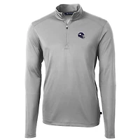 Men's Cutter & Buck  Silver Minnesota Vikings Helmet Virtue Eco Pique Recycled Quarter-Zip Pullover Top