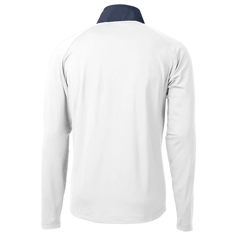 Men's Cutter & Buck White Minnesota Vikings Adapt Eco Knit Hybrid Recycled Quarter-Zip Pullover Top