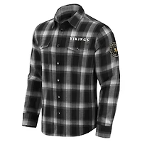 Chemise à carreaux en flanelle noire boutons-pression pour homme, collection Darius Rucker par Fanatics, Minnesota Vikings
