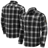 Chemise à carreaux en flanelle noire boutons-pression pour homme, collection Darius Rucker par Fanatics, Minnesota Vikings