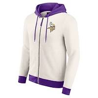Men's Darius Rucker Collection by Fanatics Cream Minnesota Vikings Distressed Graphics Full-Zip Hoodie