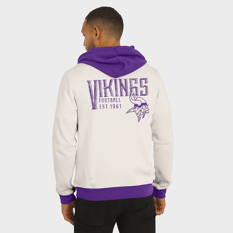 Men's Darius Rucker Collection by Fanatics Cream Minnesota Vikings Distressed Graphics Full-Zip Hoodie