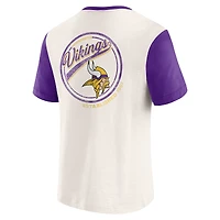 T-shirt Henley à poche colorblock crème pour homme de la collection Darius Rucker par Fanatics, Minnesota Vikings