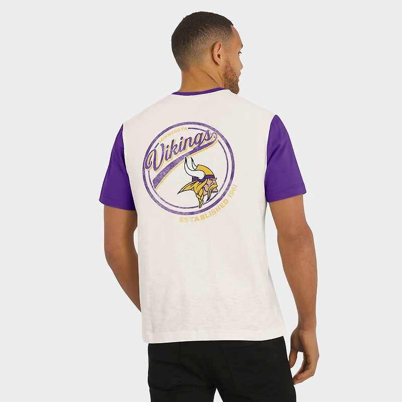 T-shirt Henley à poche colorblock crème pour homme de la collection Darius Rucker par Fanatics, Minnesota Vikings