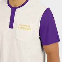 Men's Darius Rucker Collection by Fanatics Cream Minnesota Vikings Henley Colorblock Slub Pocket T-Shirt
