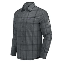 Chemise boutonnée en velours côtelé micro-élastique gris pour homme, collection Darius Rucker par Fanatics, des Vikings du Minnesota