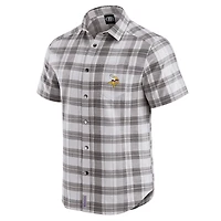 Men's Darius Rucker Collection by Fanatics Gray Minnesota Vikings Team Plaid Short Sleeve Full-Snap Shirt