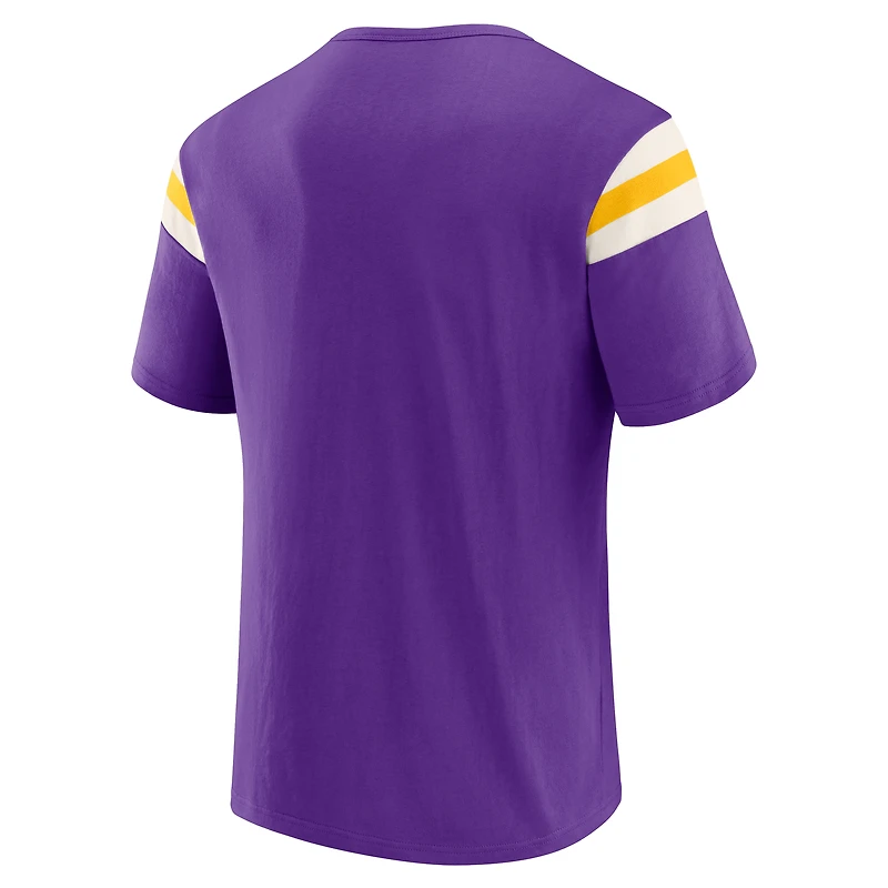 T-shirt de football violet à manches rayées pour homme Darius Rucker Collection by Fanatics, motif Vikings du Minnesota