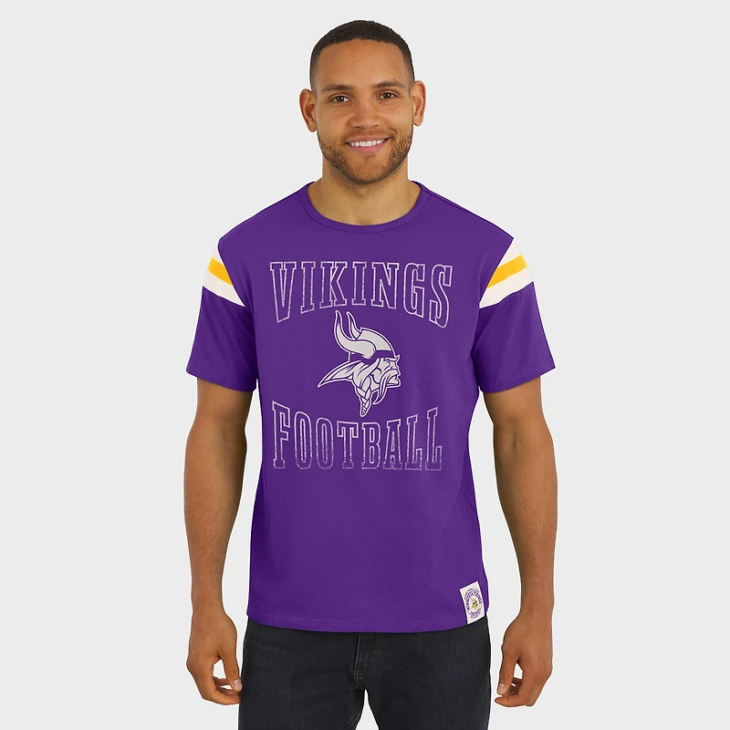 T-shirt de football violet à manches rayées pour homme Darius Rucker Collection by Fanatics, motif Vikings du Minnesota
