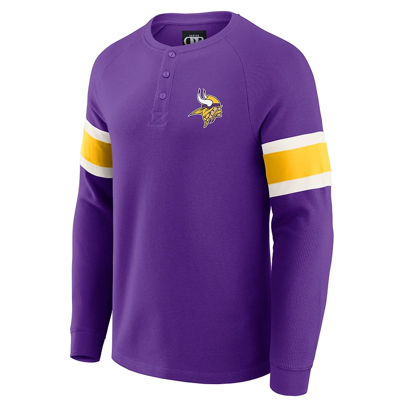 Men's Darius Rucker Collection by Fanatics Purple Minnesota Vikings Waffle-Knit Raglan Long Sleeve Henley T-Shirt