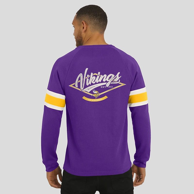 Men's Darius Rucker Collection by Fanatics Purple Minnesota Vikings Waffle-Knit Raglan Long Sleeve Henley T-Shirt