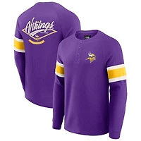 T-shirt Henley violet à manches longues et col raglan gaufré pour homme de la collection Darius Rucker par Fanatics, des Vikings du Minnesota