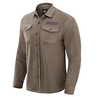 Men's Darius Rucker Collection by Fanatics Tan Minnesota Vikings Polar Fleece Cozy Button-Up Shirt