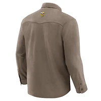 Men's Darius Rucker Collection by Fanatics Tan Minnesota Vikings Polar Fleece Cozy Button-Up Shirt