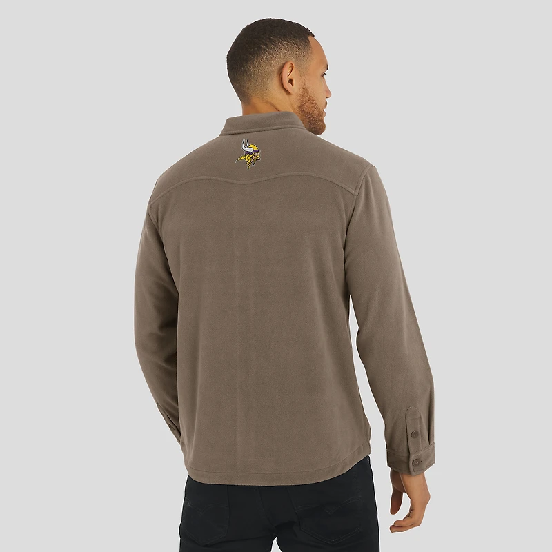 Men's Darius Rucker Collection by Fanatics Tan Minnesota Vikings Polar Fleece Cozy Button-Up Shirt