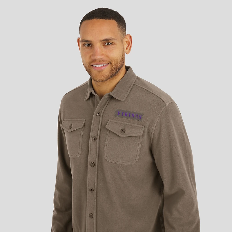 Men's Darius Rucker Collection by Fanatics Tan Minnesota Vikings Polar Fleece Cozy Button-Up Shirt