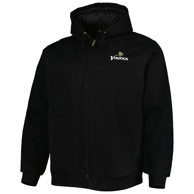 Dunbrooke Black Minnesota Vikings Big & Tall Dakota Sweat à capuche en toile Veste entièrement zippée