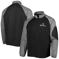 Dunbrooke Black Minnesota Vikings Hurricane Raglan Full-Zip Windbreaker Jacket