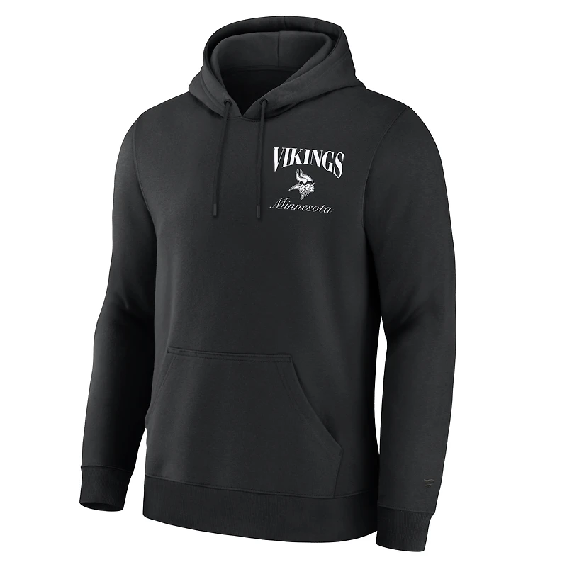 Sweat à capuche polaire Fanatics noir pour homme avec logo Minnesota Vikings au dos