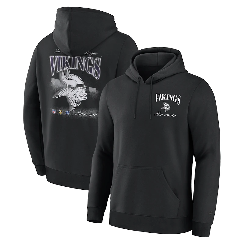 Sweat à capuche polaire Fanatics noir pour homme avec logo Minnesota Vikings au dos