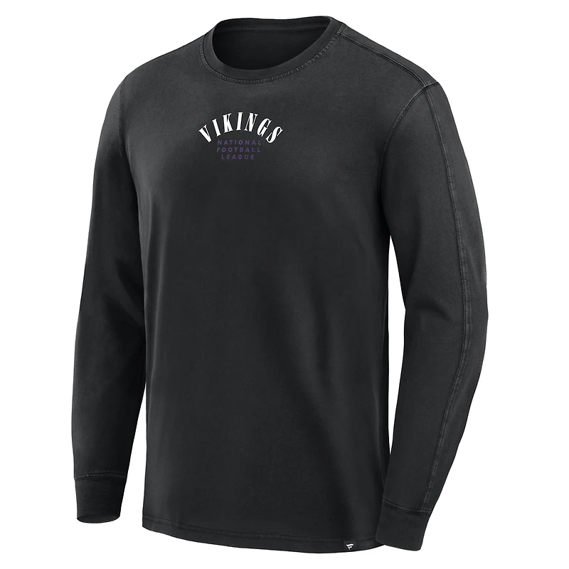 Men's Fanatics Black Minnesota Vikings Fullback Drive Relaxed Fit Long Sleeve T-Shirt
