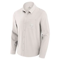 Men's Fanatics Cream Minnesota Vikings Front Office Long Sleeve Button-Up Shirt