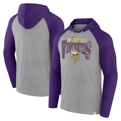 T-shirt à capuche manches longues Fanatics pour hommes, gris/violet, Minnesota Vikings Under Center