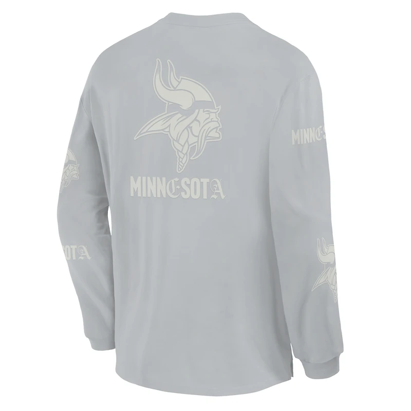 T-shirt à manches longues surdimensionné pour homme Fanatics gris Minnesota Vikings