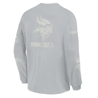T-shirt à manches longues surdimensionné pour homme Fanatics gris Minnesota Vikings