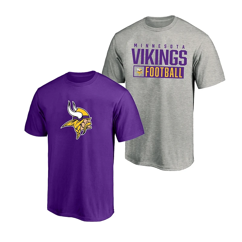 Men's Fanatics  Heather Gray/Purple Minnesota Vikings Big & Tall 2-Pack T-Shirt Set