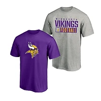 Men's Fanatics  Heather Gray/Purple Minnesota Vikings Big & Tall 2-Pack T-Shirt Set
