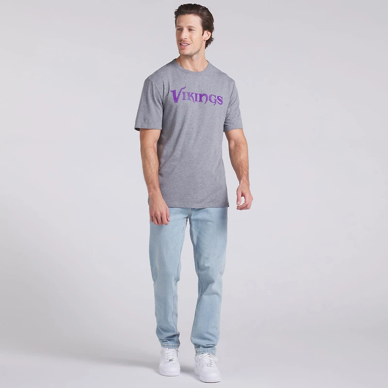 T-shirt tri-blend gris chiné Fanatics pour homme, motif Vikings du Minnesota, Pass Rush