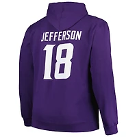 Fanatics pour hommes Justin Jefferson Purple Minnesota Vikings Big & Tall Fleece Name Number Pull à capuche