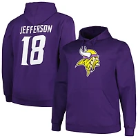 Men's Fanatics Justin Jefferson Purple Minnesota Vikings Big & Tall Name Number Fleece Hoodie