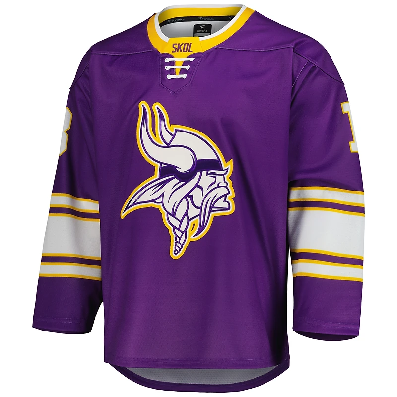 Men's Fanatics Justin Jefferson Purple Minnesota Vikings Hockey Jersey