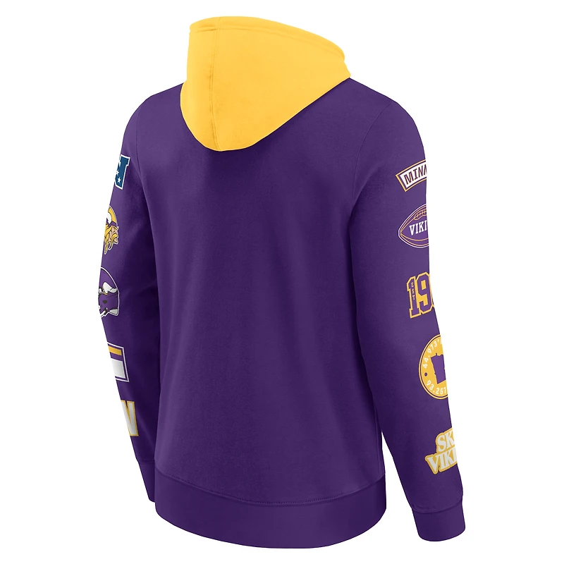 Men's Fanatics  Purple/Gold Minnesota Vikings Patched Out Pullover Hoodie