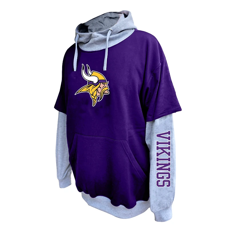 Sweat à capuche Fanatics violet/gris chiné pour homme, taille grande et grande, des Vikings du Minnesota.