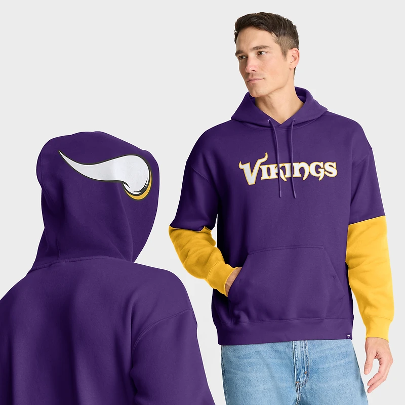 Sweat à capuche violet Fanatics pour homme avec casque des Vikings du Minnesota