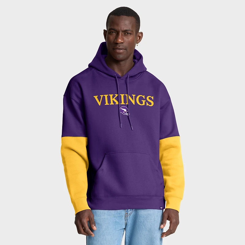 Sweat à capuche rétro violet Fanatics pour homme avec casque des Vikings du Minnesota