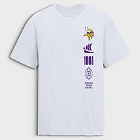 T-shirt Fanatics blanc pour homme Minnesota Vikings Breaking Tackles Legacy