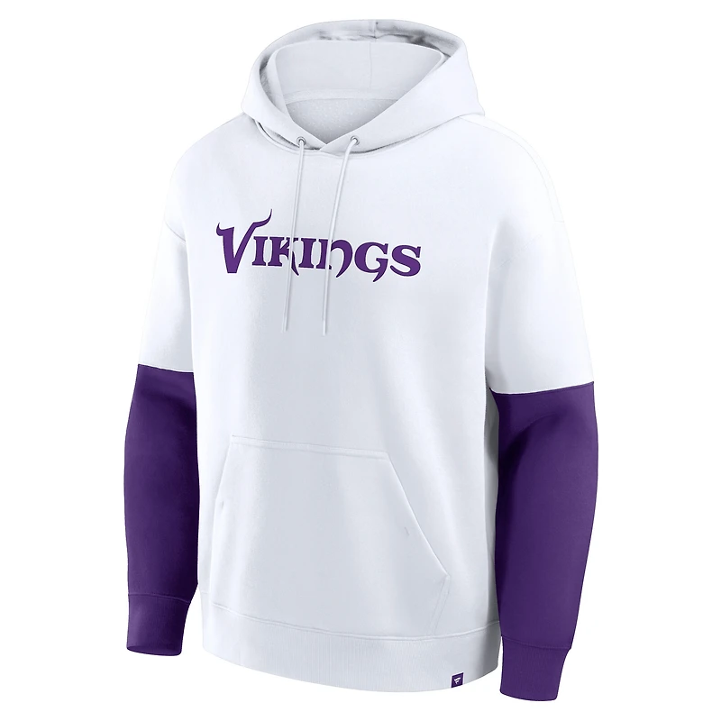 Sweat à capuche blanc Fanatics pour homme avec logo des Vikings du Minnesota