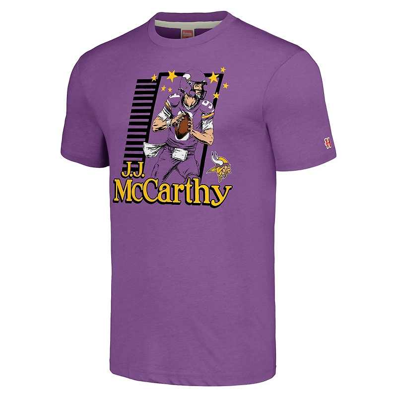 Men's Homage J.J. McCarthy Purple Minnesota Vikings Caricature Player Tri-Blend T-Shirt