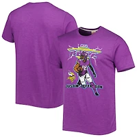 T-shirt à trois mélanges hommage Justin Jefferson Heathered Heather Purple Minnesota Vikings NFL Blitz Player pour hommes
