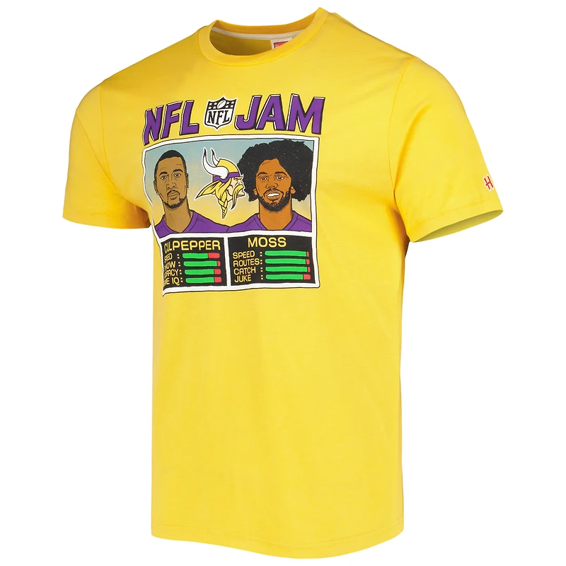 T-shirt triple mélange hommage à Randy Moss et Daunte Culpepper Heather Gold pour hommes Minnesota Vikings NFL Jam Retired