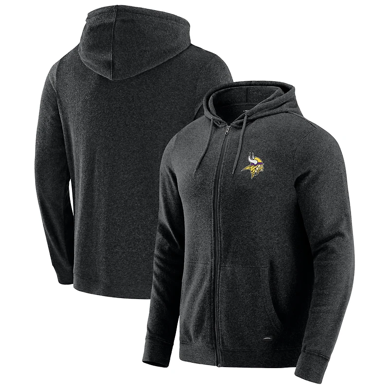 Sweat à capuche zippé tri-blend gris chiné foncé J. Palmer pour homme, Minnesota Vikings Players Lounge