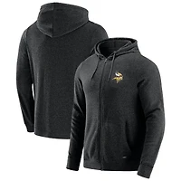 Sweat à capuche zippé tri-blend gris chiné foncé J. Palmer pour homme, Minnesota Vikings Players Lounge