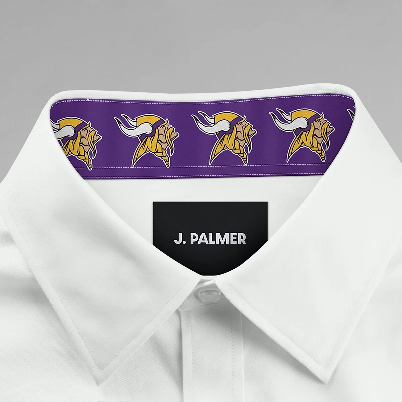 Chemise habillée boutonnée à manches longues Motion Stretch blanche Minnesota Vikings de J. Palmer pour homme